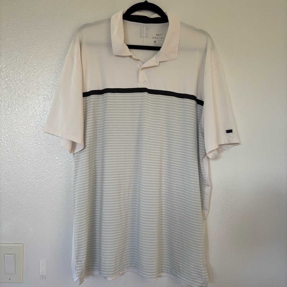 NIKE Mens Tiger Woods Striped Golf Polo Shirt